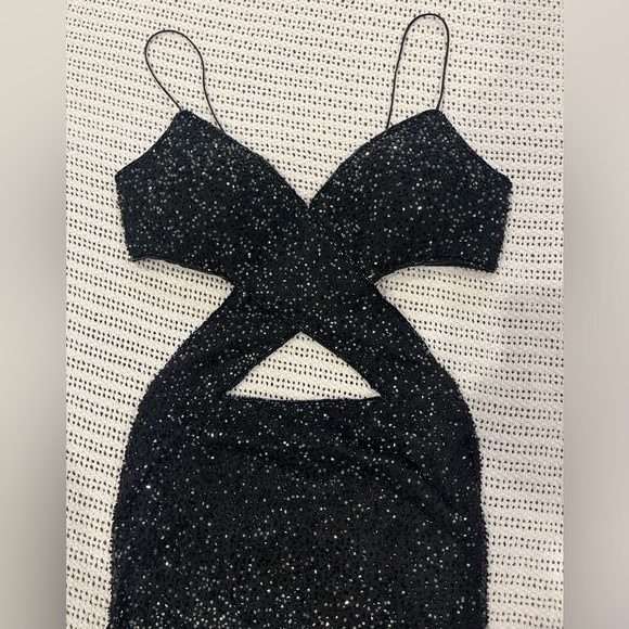 Vintage 90’s 100% Silk Beaded Dress Silk Dress Backless Gown Prom Black Cher - Picture 5 of 16